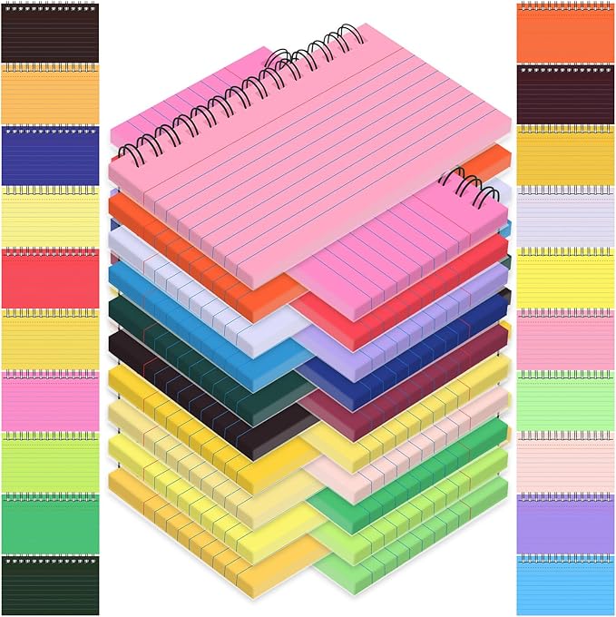 1000 PCS Colorful Spiral Index Cards 3x5 Inch Flash Cards with Ring Lined Note Card Book Flashcards, Colored Ruled Card Pad Index Note Books 3 x 5 Notecards for Studying School Supply College Office