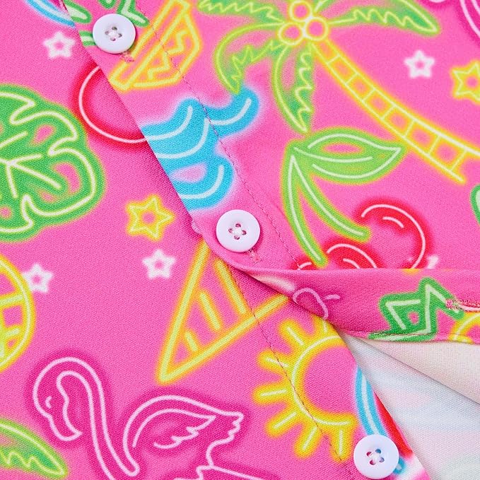 Enlifety 2-10T Kids Hawaiian Shirt Boys Short Sleeve Button Down Shirts Hawaii Summer Casual Blouse