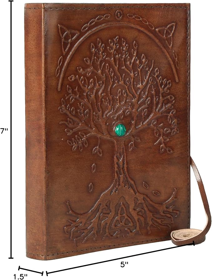 Leather Journal in Brown 7x5 Refillable Lined Paper Tree of Life Handmade writing Notebook Diary Leather Bound Daily Notepad for women and men Writing pad for Artist Sketch