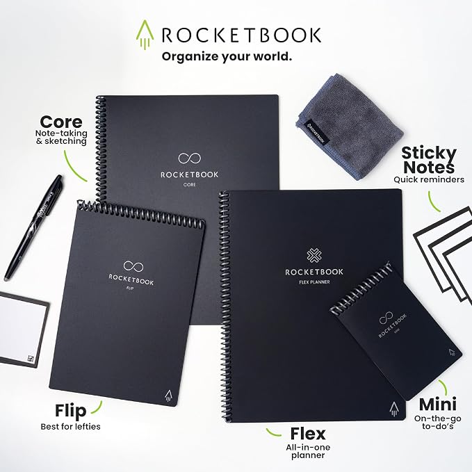 Rocketbook Flex Reusable Planner, Letter Size 8.5x11, Black