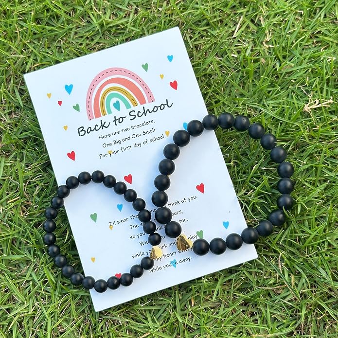 HTH Back to School Bracelets Matching Heart Mommy and Me Wish Strings Bracelet Set First Day of School Gifts