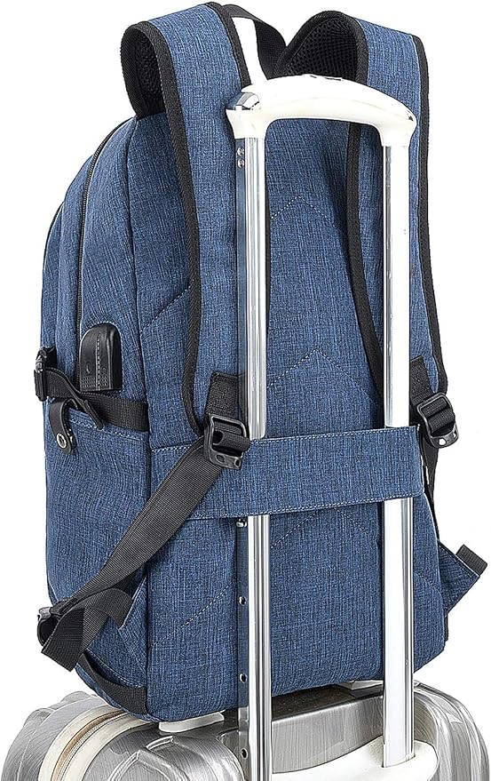 Tzowla Travel Laptop Backpack Water Resistant Anti-Theft Bag with Giant Tumbler Holder Pocket and Lock 15.6 Inch Computer Business Backpacks for Women Men Work College Gift,Casual Daypack(Blue)