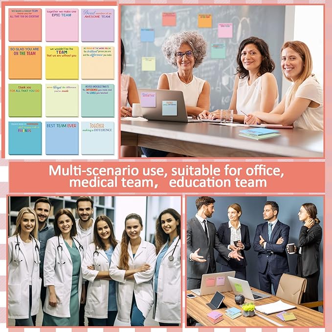 Yinder 24 Pcs Inspirational Sticky Notes Cute Motivational Sticky Notes Pad End of Year Employee Appreciation Gifts Bulk for Teacher Nurse Coworkers Office Supplies 3 x 3'' (Thank You,Elegant)