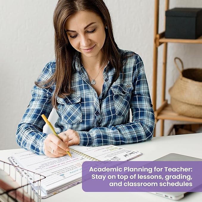 Planner 2026-2027, Academic Year Monthly and Weekly Calendar Planner, Jul 2026 - Jun 2027, Hardcover Teacher Student Planning Agenda book with Tabs, Perfect for School Office Supplies, 8.5" x 11" - Purple Blocks