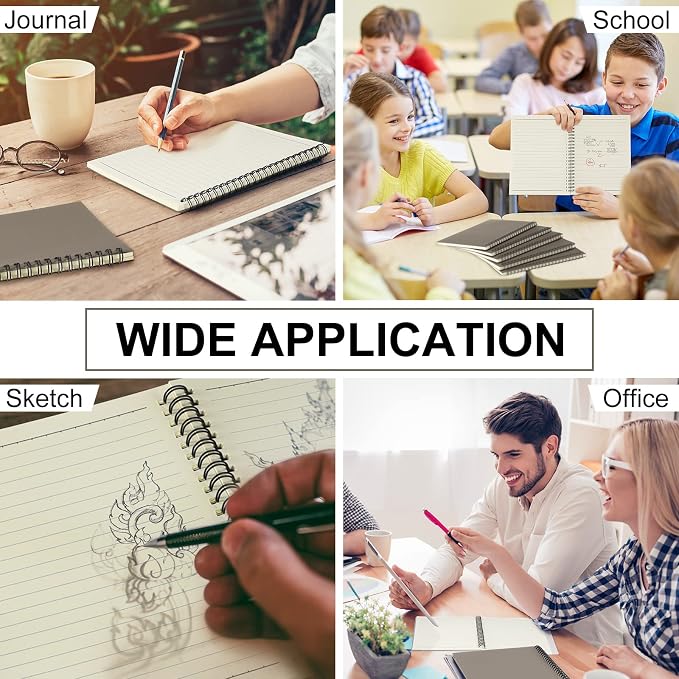 Yahenda 18 Pcs Spiral Notebooks, 1 Subject, Wide Ruled, Dark Gray