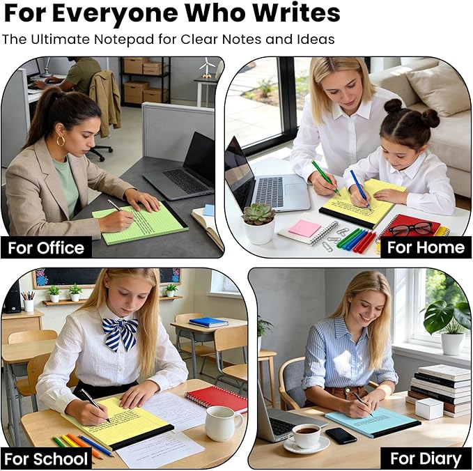 3pcs Legal Pads 8.5 x 11,Notepads 8.5 x 11 Inch, 30 Sheets/Pack, Color Note Pads Clear Print Writing Pads of Paper, Perforate Wide Ruled Lined with Sturdy Back for Office, Business & School Supplies