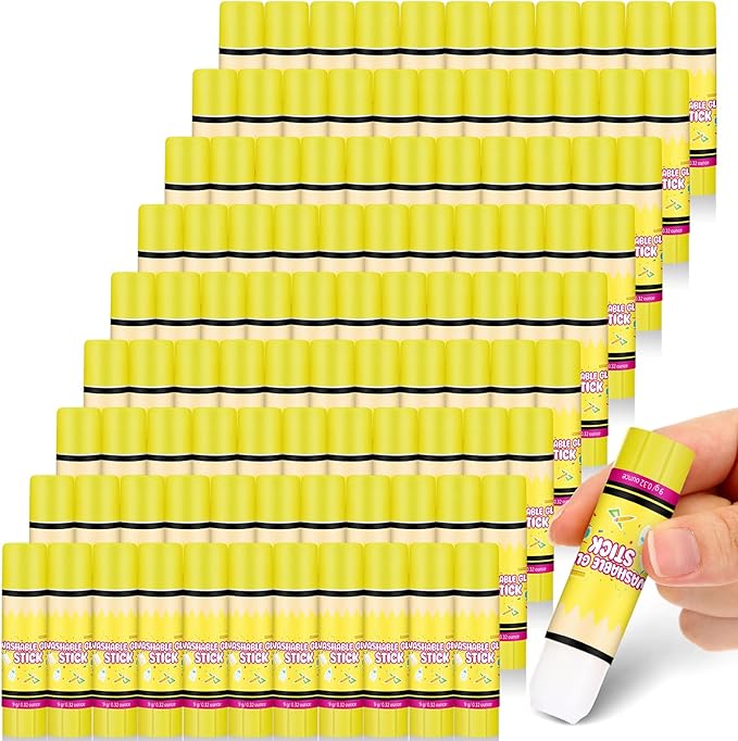 Zubebe 200 Pcs White Glue Stick Bulk Back to School Gifts First Day Sets 0.32 oz Washable Glue Stick for Crafts Home Classroom Prize Party Supplies Scrapbooking Crafting Supplies (Cute Pencil)
