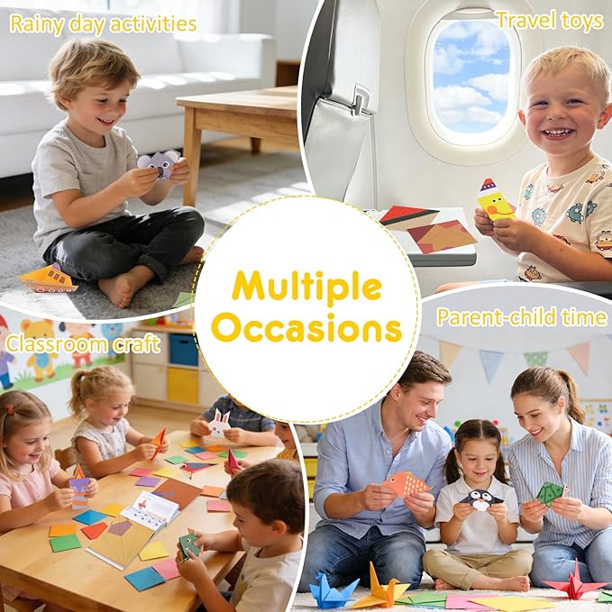 Origami Paper Kit for Kids Ages 5-8 8-12 Easy-Fold Set with Guide Book ,90 Patterns for Beginners Paper Craft Supplies,Ideal for Classroom Art, Birthday Holiday Children’s Day DIY Gifts for Kids