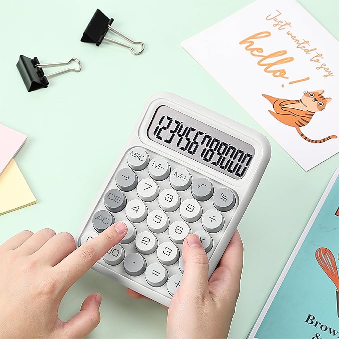 Mr. Pen- Mechanical Switch Calculator, 12 Digit Large LCD Display, Gray with Big Buttons, Mechanical Switch Calculator for Home, School, Office