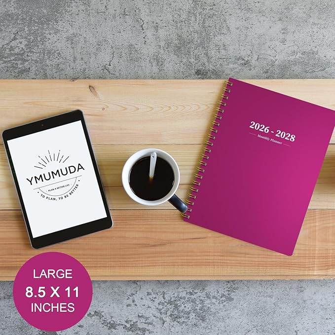 2026-2028 Monthly Planner - 2 Year Monthly Planner Calendar 2026-2028, Jul 2026 - Jun 2028, 8.5" x 11", 24 Months, Spiral-Bound, Tabs, Holidays, Notes, Ideal for School Office Home Planning