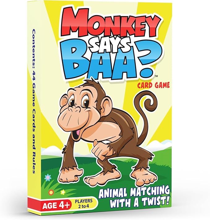 Monkey Says Baa? – Animal Matching Game for Kids Ages 4 and Up | Fun Preschool Learning Activities with Mimicked Animal Sounds & Charades for Sensory Play – Birthday Gift for Boys & Girls