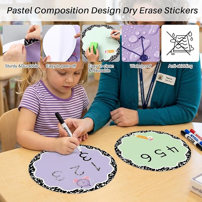 Ireer 12 Pcs 13 '' Dry Erase Dots for Classroom Table Classroom Decor Boho Colorful Stickers for Whiteboard Wall Decor Removable Dry Erase Circles for School Teacher Supplies(Lovely,Fresh Color)
