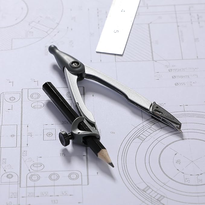 Mr. Pen- Geometry Compass, 4.8", Precision Drafting Compass with Pencil, Draws Circles up to 9", Ideal for Math, Geometry, Students, Architectural Drafting & Classroom Use