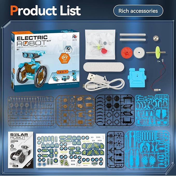 STEM 12-in-1 Education Robots Toys for Boys Age 8-12 12-16, DIY Educational Toy Science Kits for Kids, Building Experiment Robotics Set Birthday Gifts for 8 9 10 11 12 13 14 15 16 Years Old Boys Girls