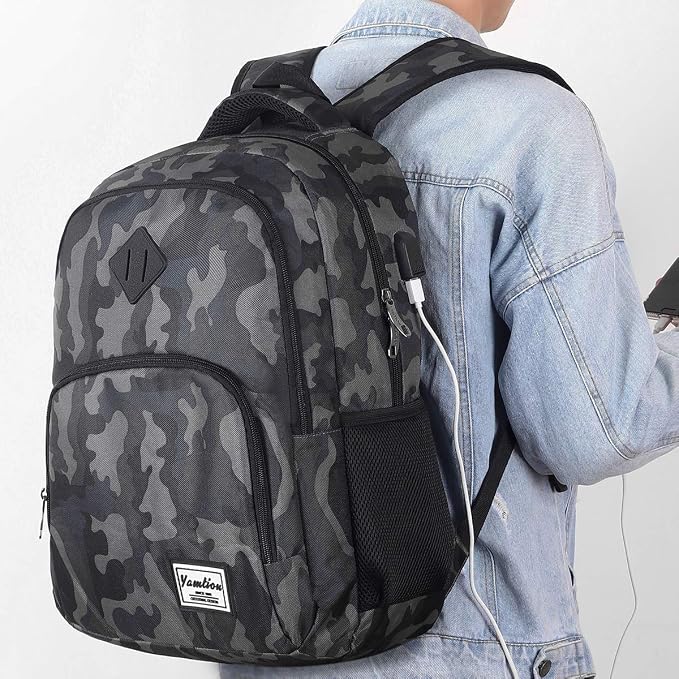 YAMTION 17.3 Inch Laptop Backpack For Men Women Teenager Boy School Bag Computer Business Leisure College Work University Travel Grey