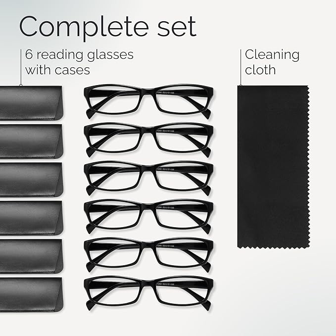 Gaoye Reading Glasses for Women, 6 pack Fashion Readers for Women Men Spring Hinge Eye Glasses, Blue Light Reading Glasses