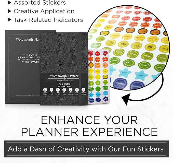 Wordsworth & Black A5 Undated Weekly, Monthly Planner, A5 Paper, Black