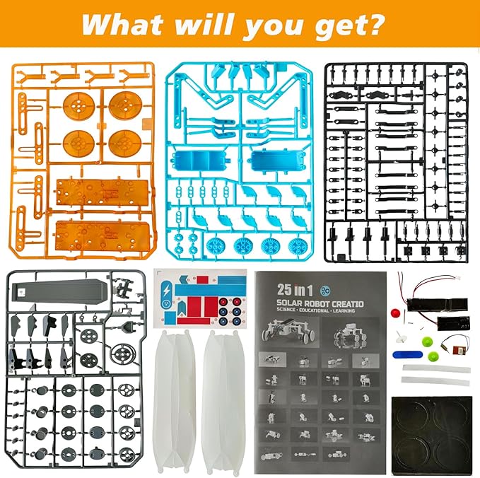 STEM 25-in-1 Education DIY Solar Power Toys for Boys Age 8-13, Science Kits Robots Toys for Ages 8-12, Building Toys Robotics Experiment Set Birthday Gifts for Kids 8 9 10 11 12 13 14+Years Old