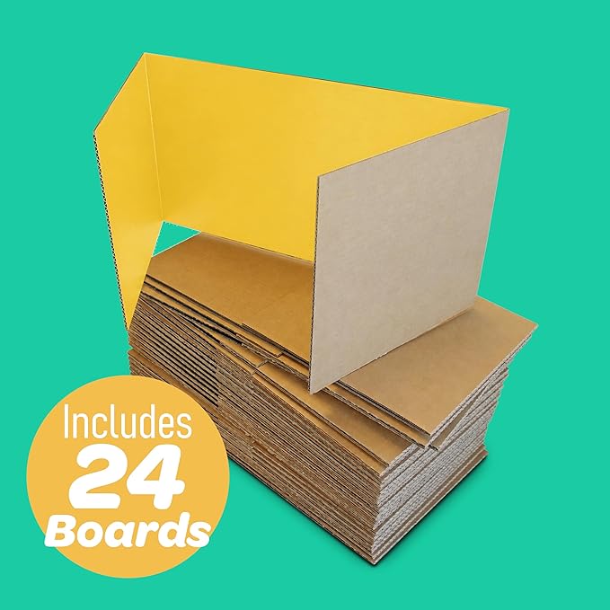 Flipside Products 18" x 48" Yellow Project Boards, Pack of 24, Trifold, Presentation Board, DIY Projects, Small Display, Science Fair, Classroom, Clubs, 4H, Graduation