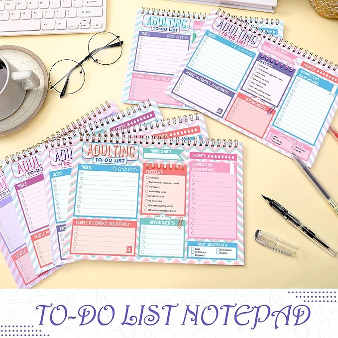 Glenmal 6 Pack to Do List Notepad Undated to Do List Notebook Daily Planner Notepad 180 Sheets for Adult Student Office School Home Supplies 7.8 x 5.2 Inch(Adorable,Adorable Color)