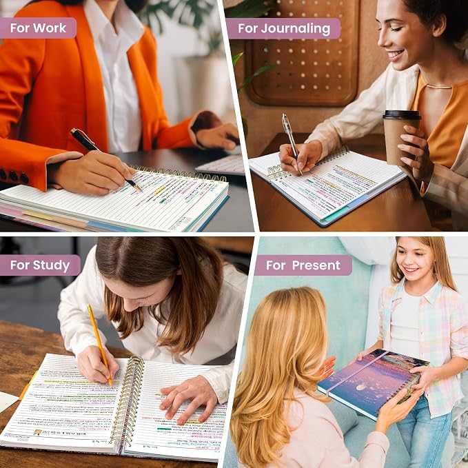 Taja Spiral Notebooks for Work 5 Subject Notebook with Removable Dividers