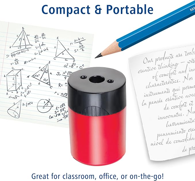 STAEDTLER Pencil Sharpener (1 Pack) with Screw Lid and Tub - No Spill Compact Design for Standard and Colored Pencils, Metal Blade, Assorted Colors