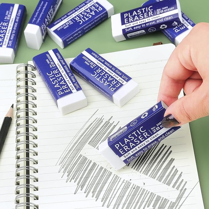 Tamaki White Erasers for Clean, Large Pencil Eraser, 8 Pack