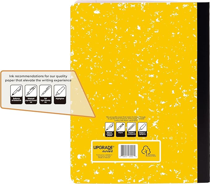 Primary Composition Grades K-2, Full-page 1/2" Primary Ruled, 100 Sheets Notebook Size 9.75 x 7.5, Marble Colors, 4-Pack