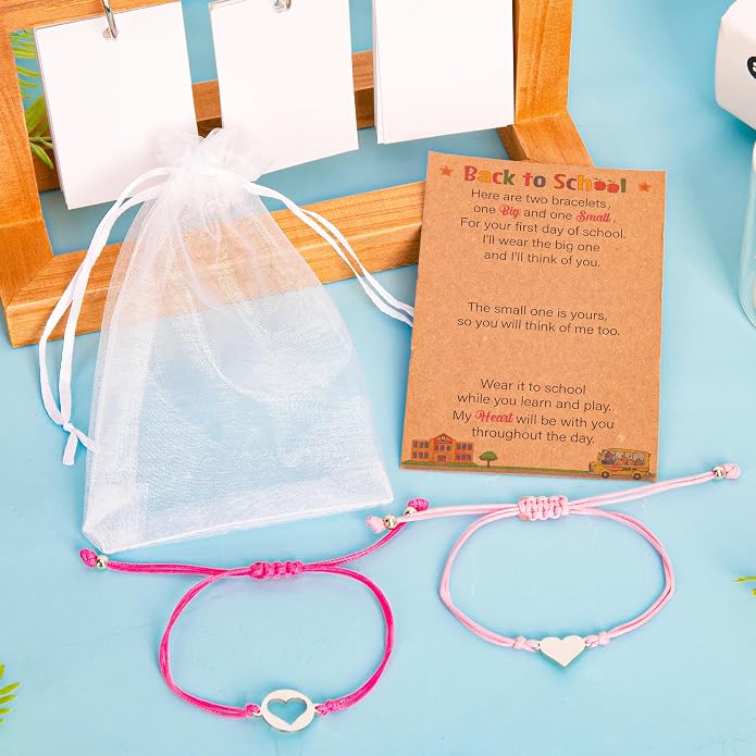 EOBOH Back to School Supplies, Back to School Bracelet Mommy and Me, Prek Matching Wish Bracelets Set, Adjustable Bracelet for Boys Girls Gifts Stuff Bulk