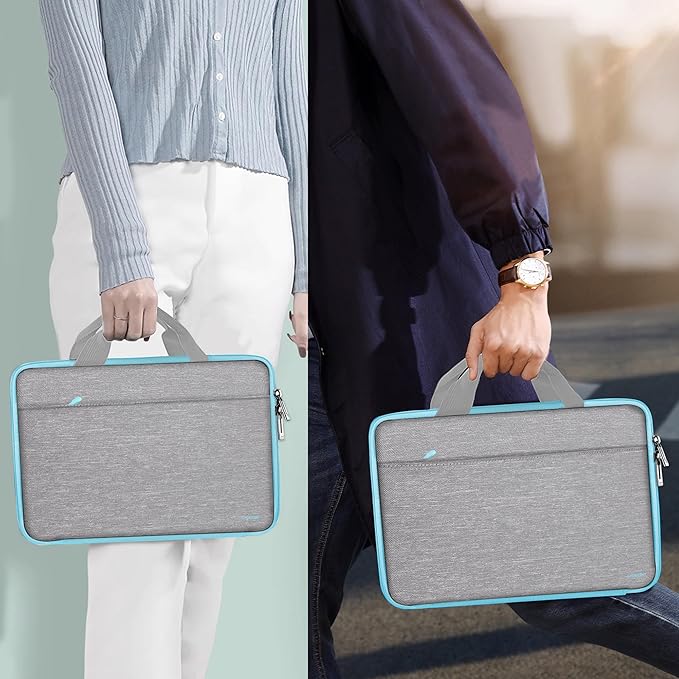 Hseok Laptop Case 13.3-14 inch Sleeve, TSA Computer Handbag Water-Resistant and Shockproof Bag Compatible with MacBook Pro/Neo 14", Mac Air/Pro 13.3" and 13"-14" Notebooks Chromebooks,Light Gray-Blue