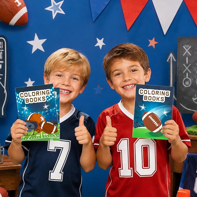 Dvbonike 48Pcs Football Coloring Books Sport Themed DIY Color-in Pages | Football Helmet Glove Trophy, Drawing Booklet Bulk, Party Favors, Gifts, Classroom Reward, School Supplies, Art Activity