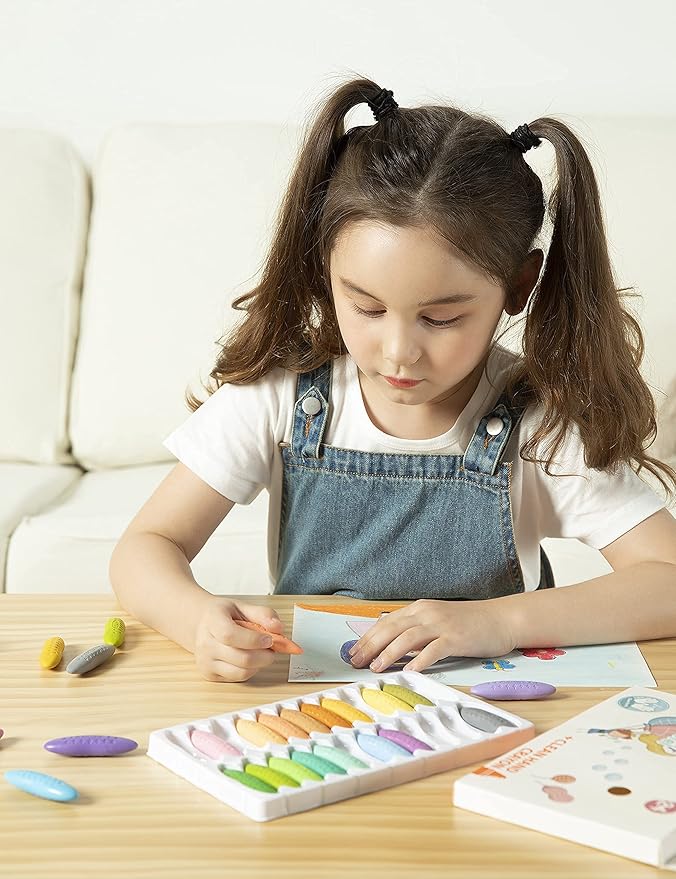 YPLUS Peanut Crayons for Kids, 12 Pastel Colors Washable Toddler Crayon, Non-Toxic Baby Crayons for Ages 2-4, 1-3, 4-8, Coloring Art Supplies