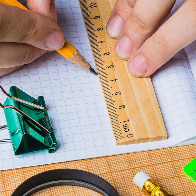 Fulmoon 12 Pieces Meter Stick Yard Stick 39" 12" 24" 6" Thick Wood Double Sided Ruler Yardsticks Bulk for School Classroom Home Office Kids Measuring Meterstick