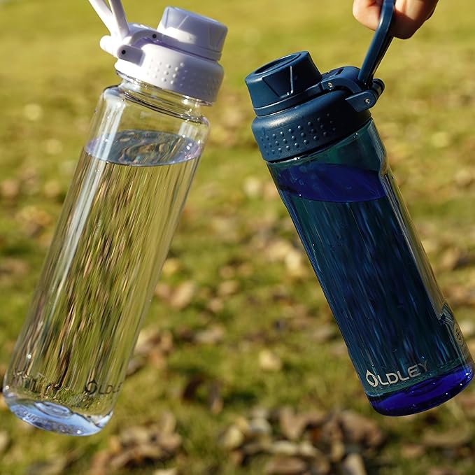 OLDLEY Water Bottles 20oz BPA Free Tritan Water Bottle with Carry Handle and Spout Lid, Leakproof Kids Water Bottle for Home,Travel, School, Outdoors,Navy Blue