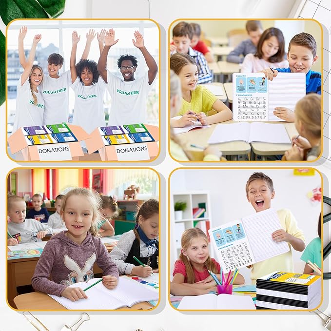 Watersay 200 Pack Primary Ruled Composition Notebook, Grade K-2 Journal 50 Sheets, 7-1/2" x 9-3/4" Primary Composition Book Writing Notebook for Kids Kindergarten Preschool 1st 2nd Grad (Multicolor)