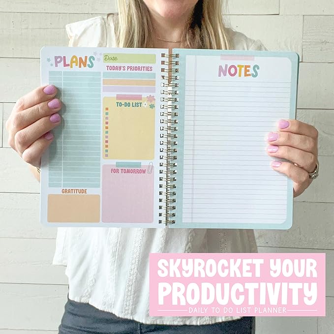 Hadley Designs Daily Planner Undated - Undated Daily Planner with Hourly Schedule, To Do List Notebook for Work, Day Planners for Kids & Adults, Teacher Supplies, Teacher Graduation Gifts