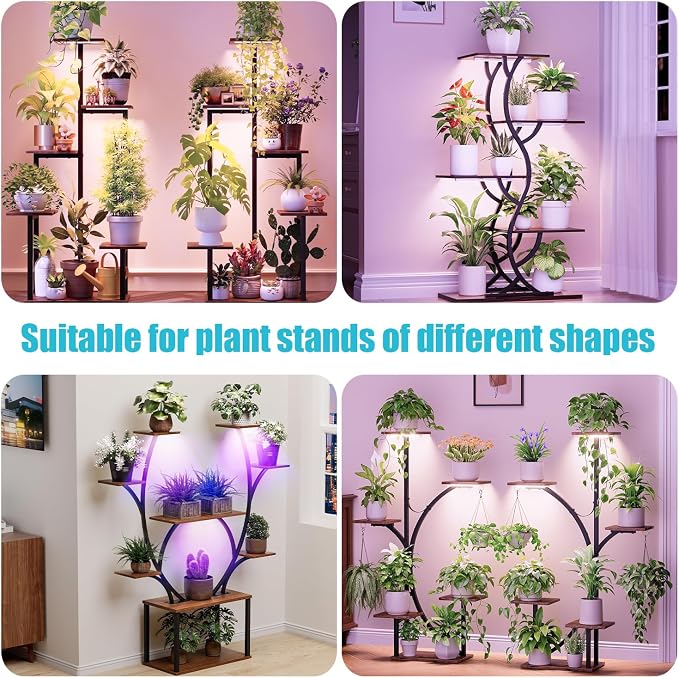 Hywyimlait 7.8'' Growing Lamp for Indoor Plants, Red & Blue & Yellow Full Spectrum, LED Grow Light Strips with 4/8/12H Timer,10 Dimmable Levels for Green House Succulent,4 Head