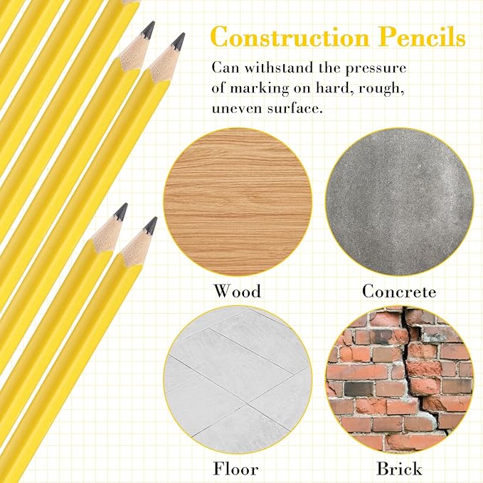 Fainne 48 Pack Jumbo Round Pencils, Wooden Fat Pencil with Black Core Bulk for Carpenters Workers Woodworkers Framers Beginners Students Teachers DIY Project(Yellow)