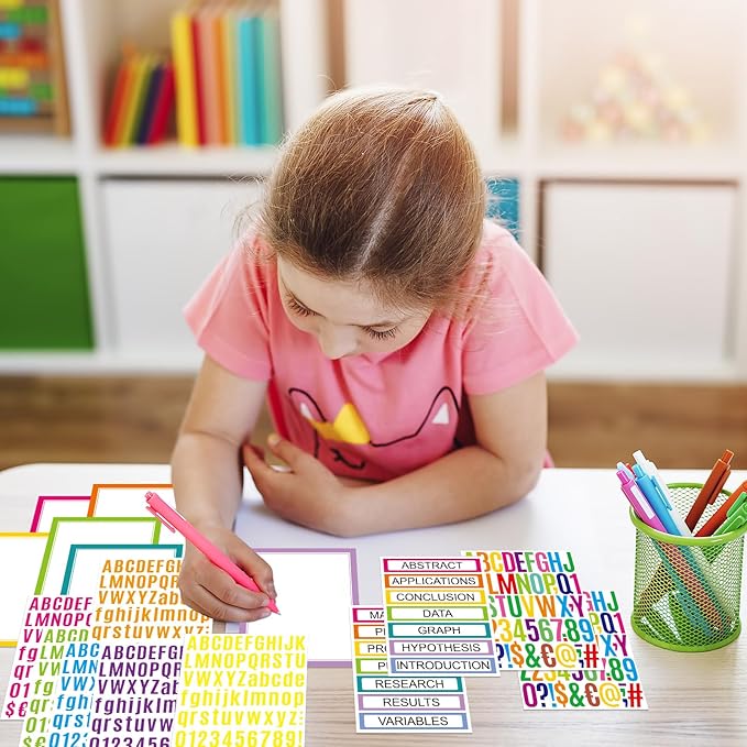 PerKoop 36 Sheets Science Fair Board Poster Boards Supplies 24 Self Adhesive Presentation Subtitles 4 Science Fair Project Titles 8 Personalized Letter Sticker for Classroom(Neon Color)