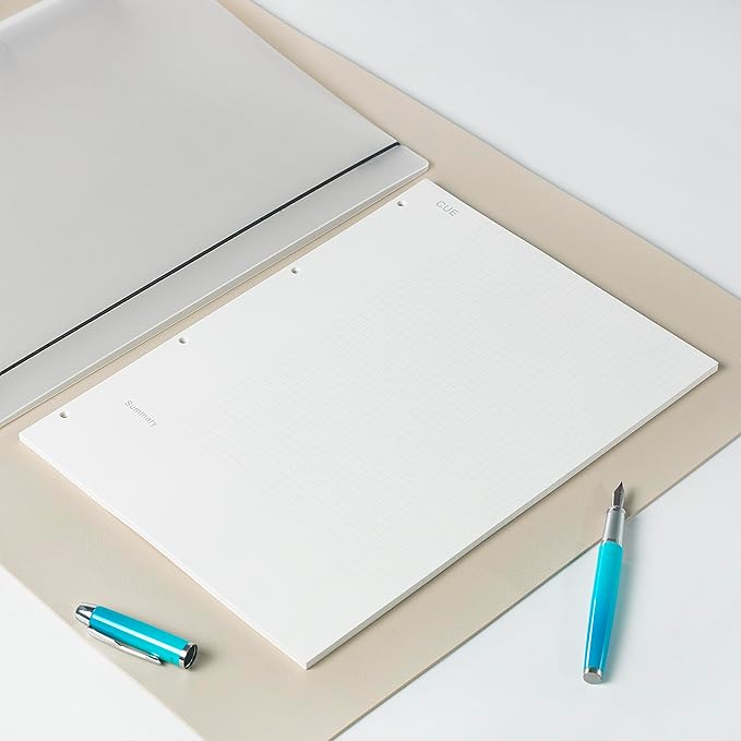 A4 Cornell Note Taking System Refill Pages - 290x210mm - 100GSM Thick Paper - 4-Hole Punch for 75mm Binders - with 5mm Grid, 135 Sheets