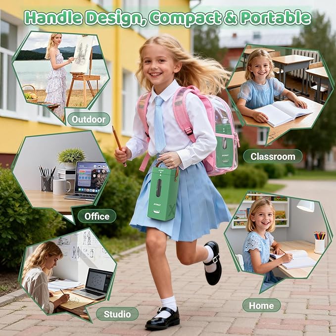 AFMAT Electric Pencil Sharpener, Fully Automatic Pencil Sharpener, Auto in & Out, Rechargeable Hands-Free Sharpeners for Jumbo & Colored Pencils (6.5-12mm), Portable for Home/Classroom/Office PSC6