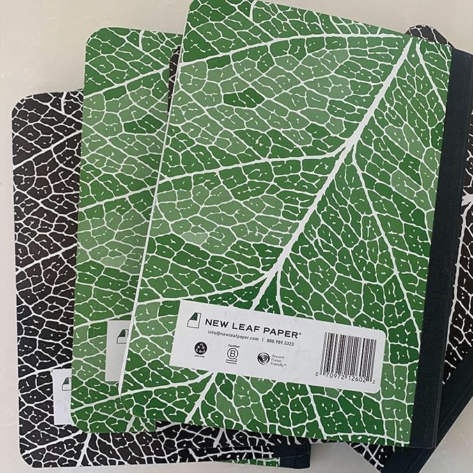 Composition Books, 4 Pack, Sustainability Designed, 9.75”x 7.5", 80 Sheets, 100% Recycled College Ruled Pages, Vegan, 2 Cover Designs, Made in USA