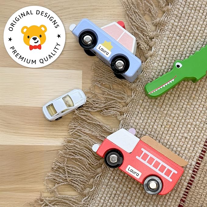 Mini Name Labels (175) - Custom Personalized Name Labels for Labeling Tiny Items, Washer and Dryer-Safe Waterproof Labels for Daycare, Preschool, and School - White/Black