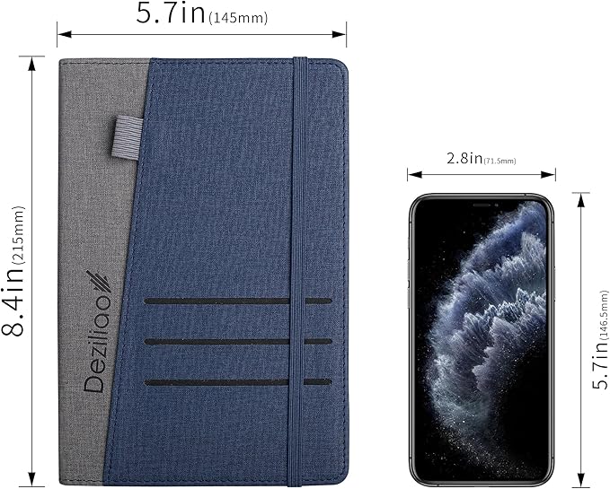 Lined Journal Notebooks with Pen Loop, Hardcover Notebook Journal for Work, 100Gsm Premium Thick Paper with Inner Pocket, Medium 5.7"x8.4", (Blue, Ruled)