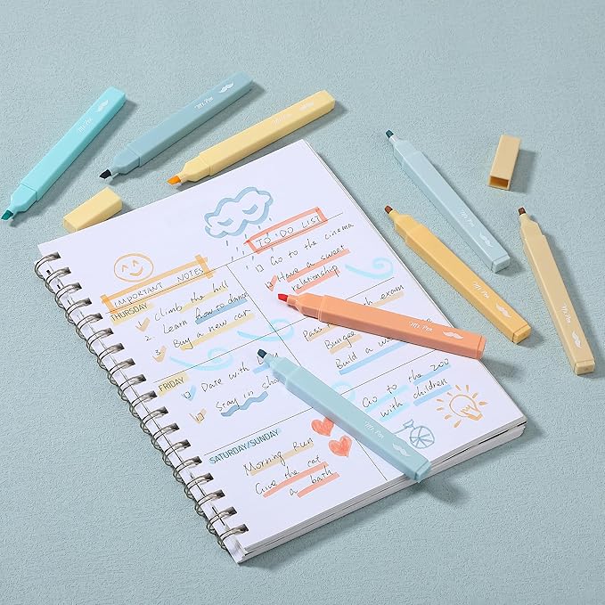 Mr. Pen- Aesthetic Highlighters No Bleed, 8 Pack, Pastel Colors, Chisel Tip, Cute Highlighters Assorted Colors for Journaling, Highlighting, Underlining, Fast Dry, Back to School Supplies