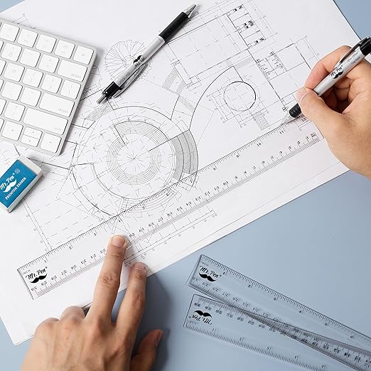 Mr. Pen- Plastic Rulers, 24 Pcs, 6 Inch & 12 Inch, Easy-to-Read Markings, Scratch-Resistant Design with Inches and Centimeters, Durable Transplant Rulers for Crafting Office & School, School Supplies