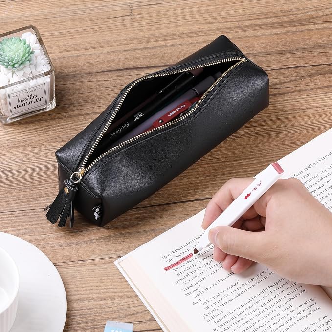 Mr. Pen- PU Leather Pencil Case, Black, Pencil Case Small Pencil Pouch | Aesthetic Pencil Cases