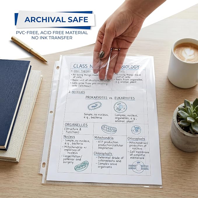 Samsill 30 Pack Heavy Duty Sheet Protectors, Non-Glare, 8.5x11 Inch Page Protectors for 3 Ring Binder, Letter Size Protectors, Reinforced Holes, Non-Glare Document Sleeve, Top Loading, Acid Free