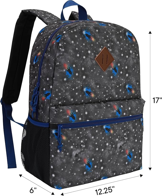 12-Pack 17" Bulk Backpacks for Middle School Students, Bookbags in 6 Assorted Prints, Durable School Backpacks for School Drives, Donations, and Giveaways