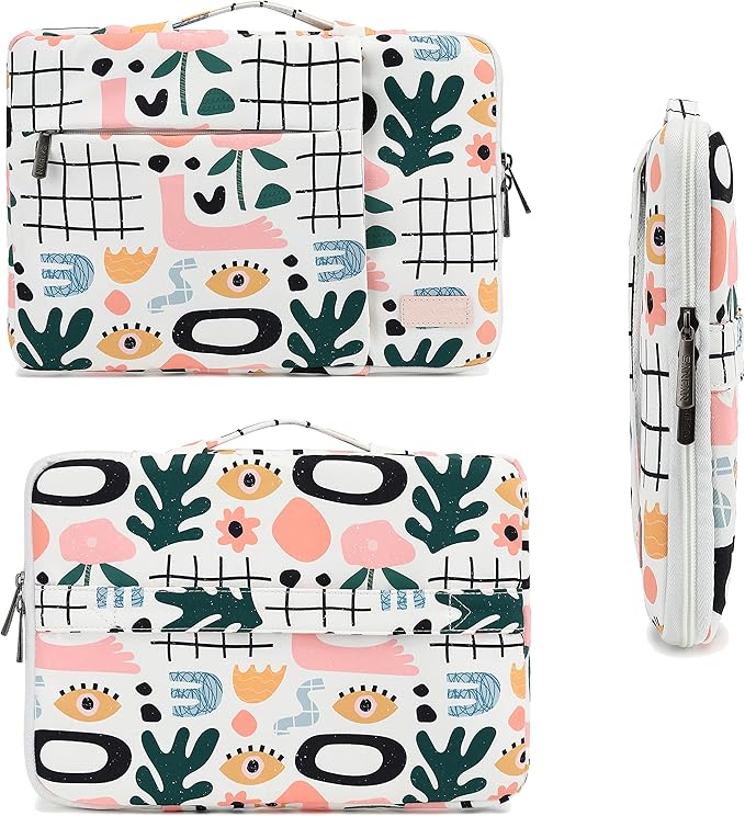360° Protective 3 Pockets Laptop Sleeve Case Bag with Handle for MacBook Air 15 inch,MacBook Pro 16 inch and 15.6 inch Screen Laptop (Garden)
